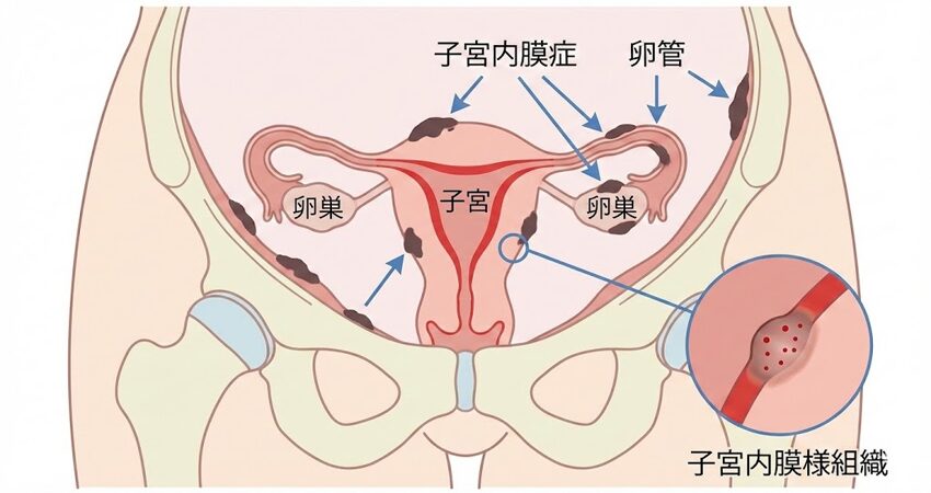 子宮内膜症のイメージ図